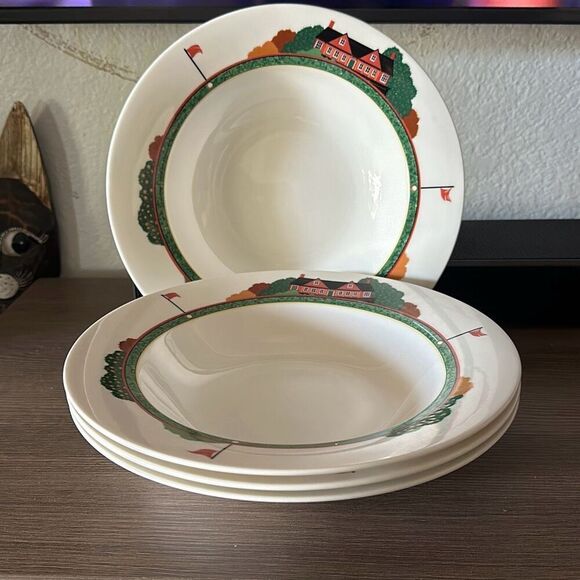Christopher Stuart Optima Fairway Salad Bowls / soup bowls Set of 4 Golfing fine - Picture 1 of 3
